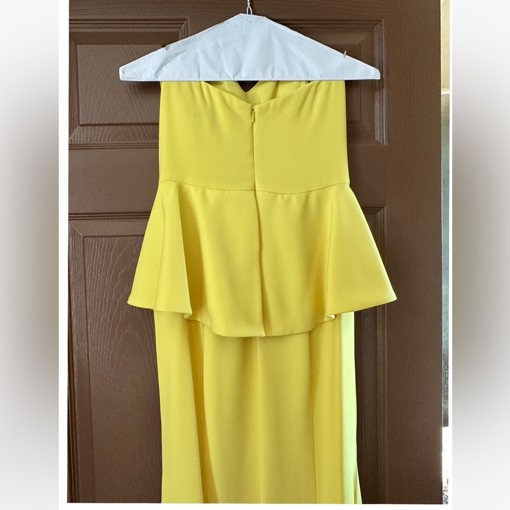 Nicole Bakti Yellow Strapless Peplum Gown Size M - Picture 2 of 5